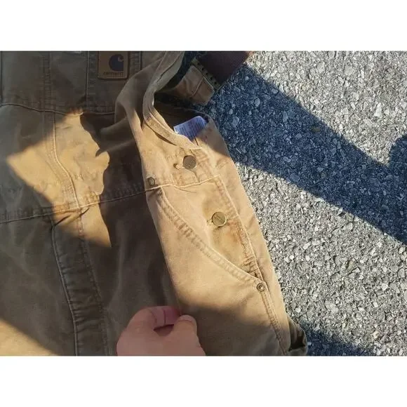 Vintage carhartt overalls 48x34 Distressed Brown Union Made In USA Discolored